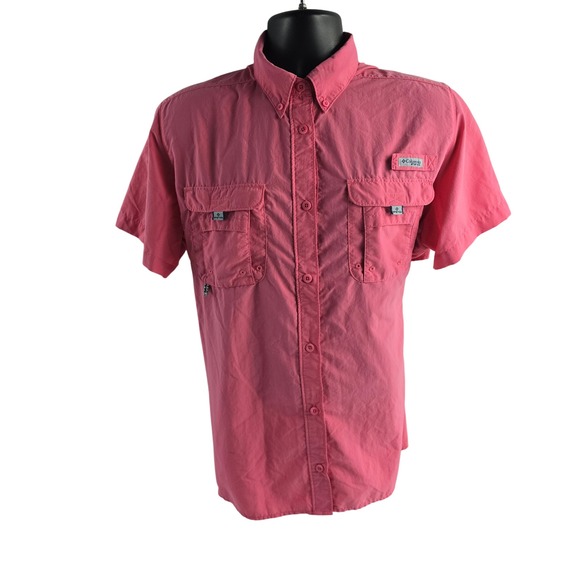 Columbia PFG womens XL Short Sleeve Fishing Shirt Button Up Coral - Picture 1 of 8